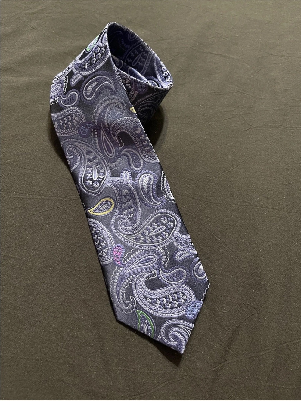 Haines & Bonner of London Handmade Silk Blue Green Paisley Tie